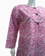 pink texture print cotton kurti shirt - 3