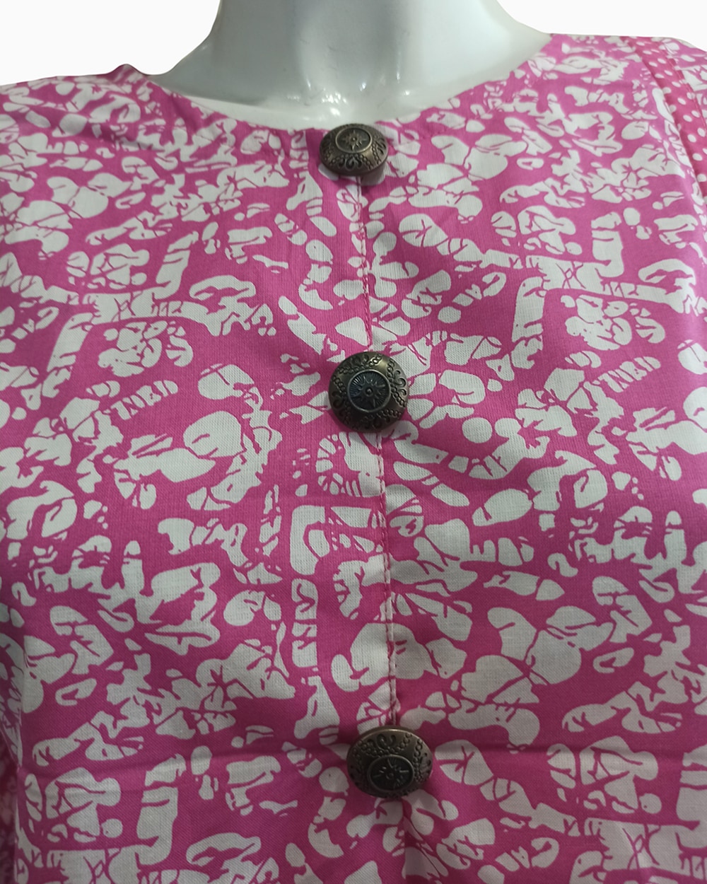 pink texture print cotton kurti shirt - 4