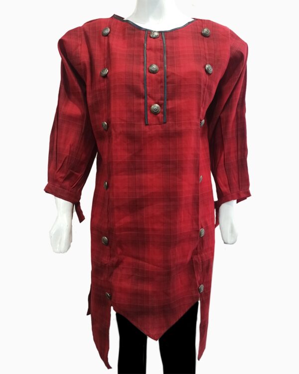 red stylish cotton kurti - 1
