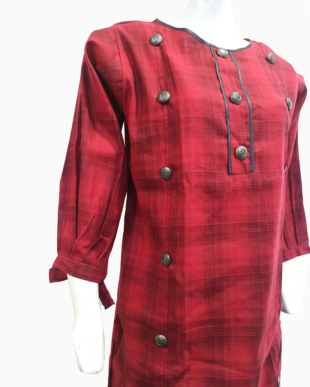 red stylish cotton kurti - 2