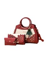 Hollow Out Fashion 3 Piece Handbag Set With Metallic Handle
