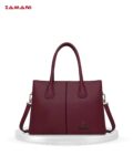 Elegant Boston Ladies Maroon Premium Quality PU Leather Tote Bag